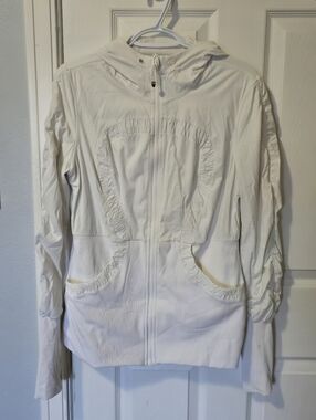 LULULEMON Women's Dance Studio Hooded Zip Jacket, Size 12, White, Reversible